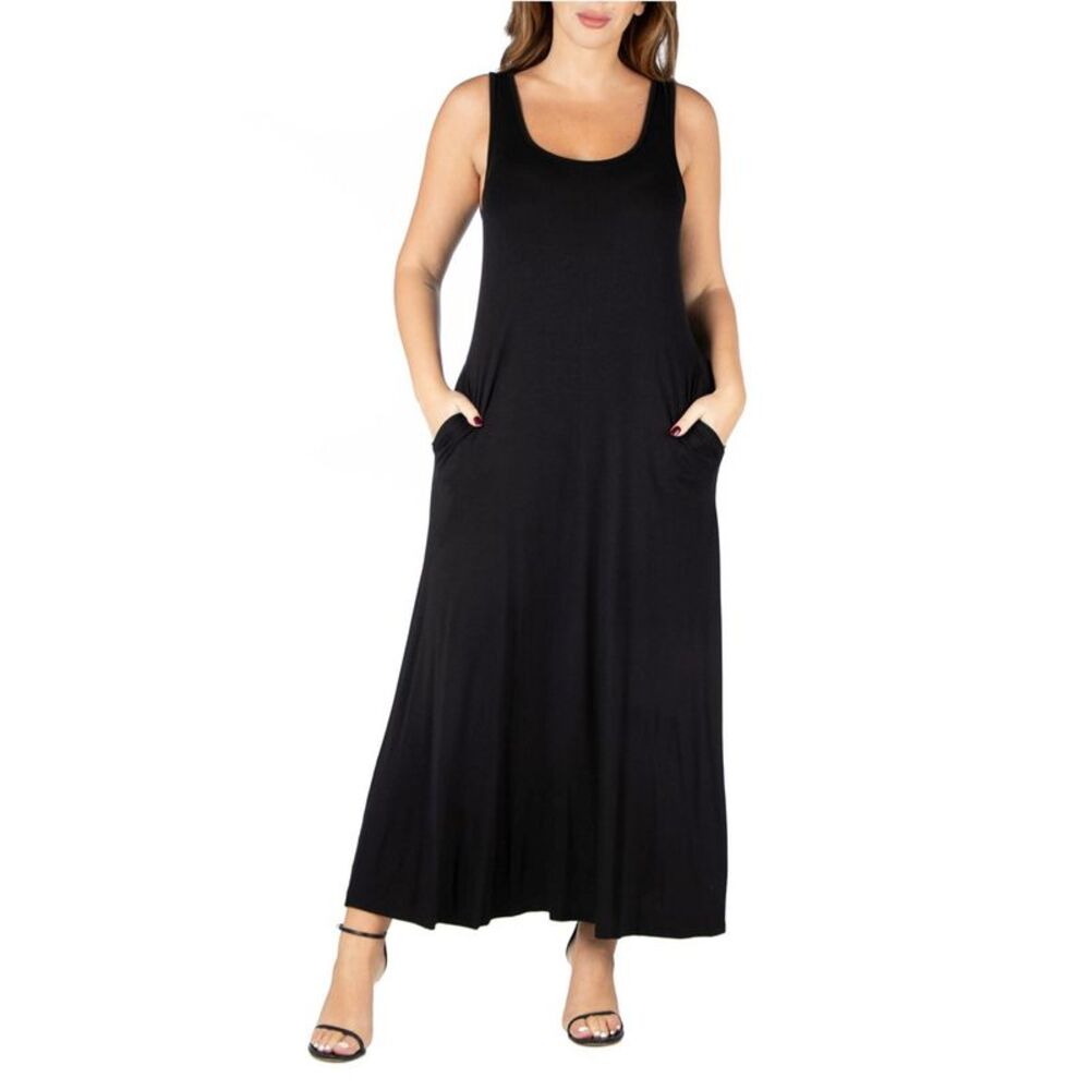 24seven Womens Plus Size Pockets Maxi Dress, NWT